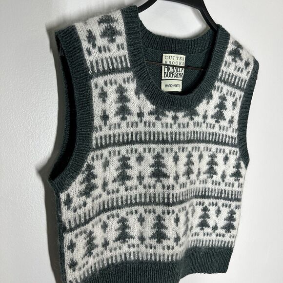 Cutter Brooks Michaela Buerger Hand Knitted Wool Christmas Vest Sz M - Picture 2 of 9